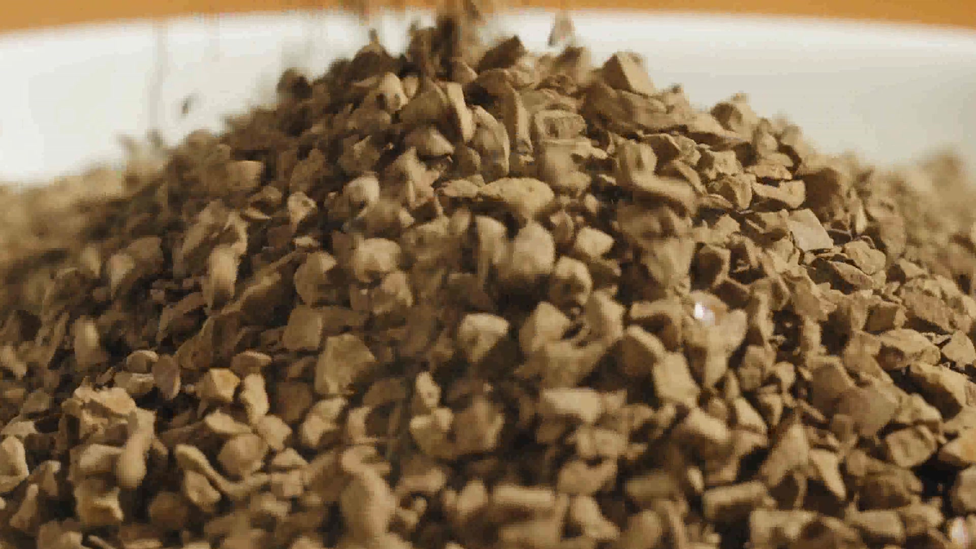 Finished freeze-dried instant coffee granules ready for product evaluation