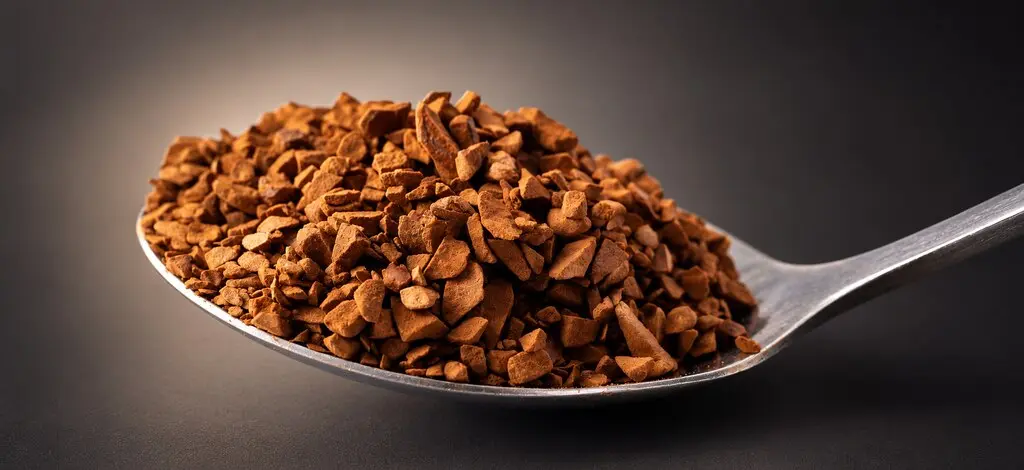 Freeze-dried coffee granules moving through product handling